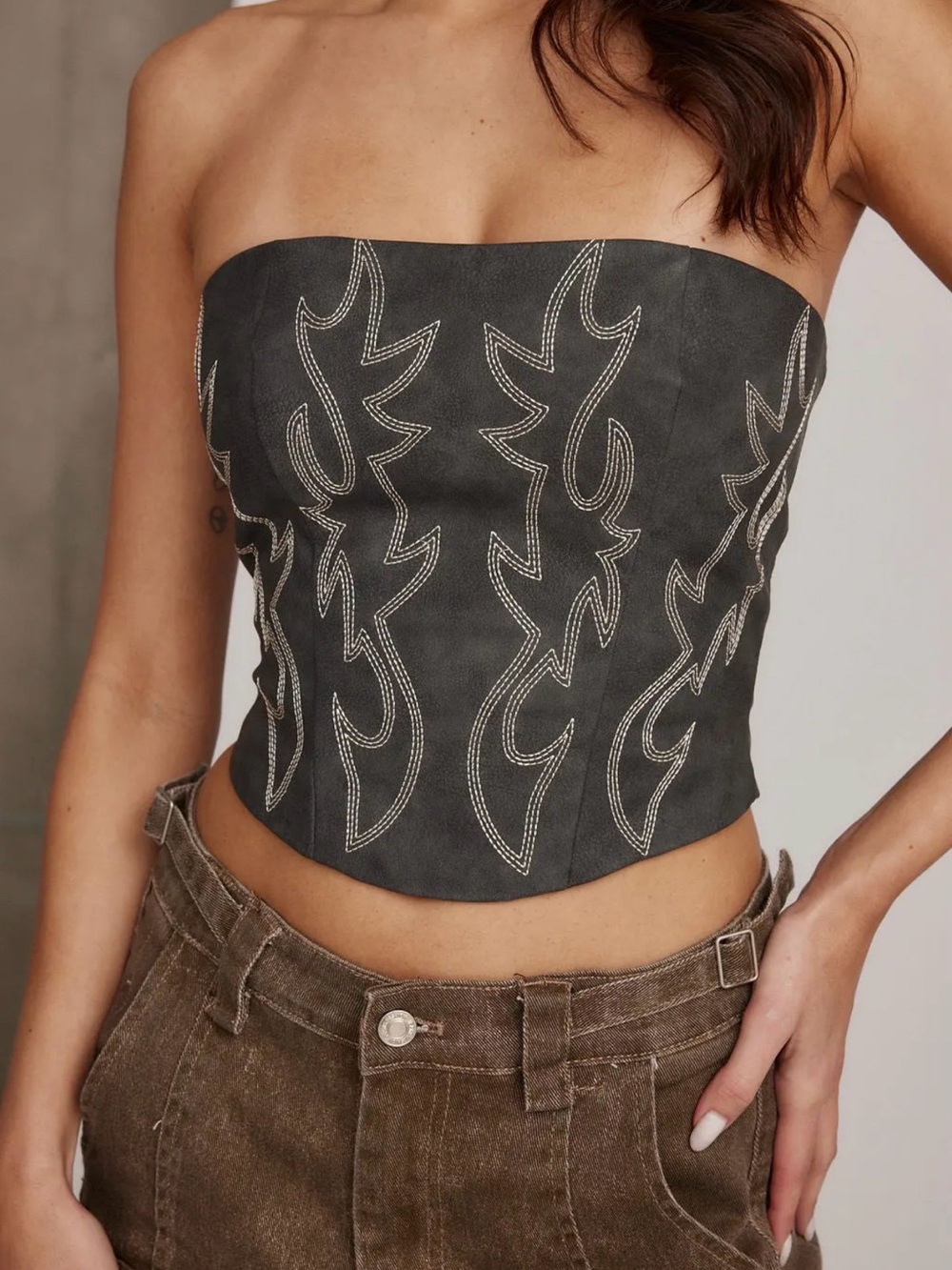 Western Babe crop leather corset top